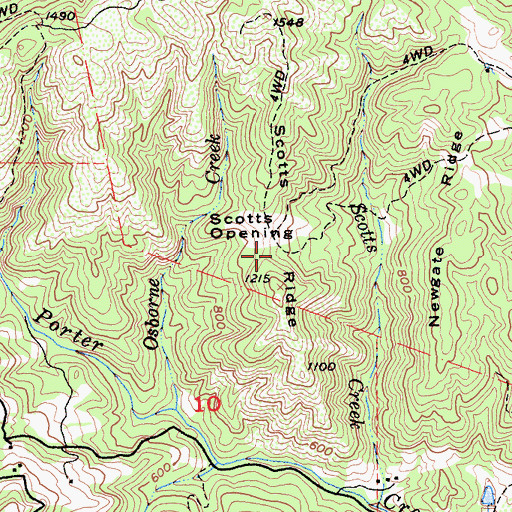 Topographic Map of Scotts Opening, CA