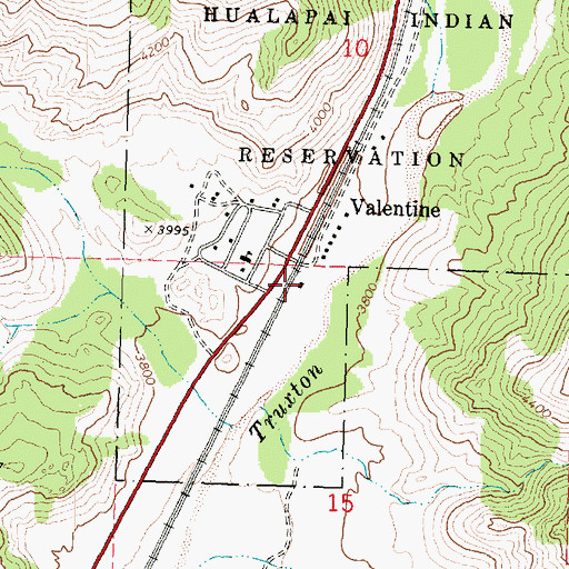 Topographic Map of Valentine Railroad Station, AZ