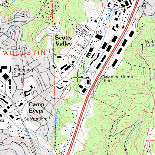 Topographic Map of Scotts Valley, CA