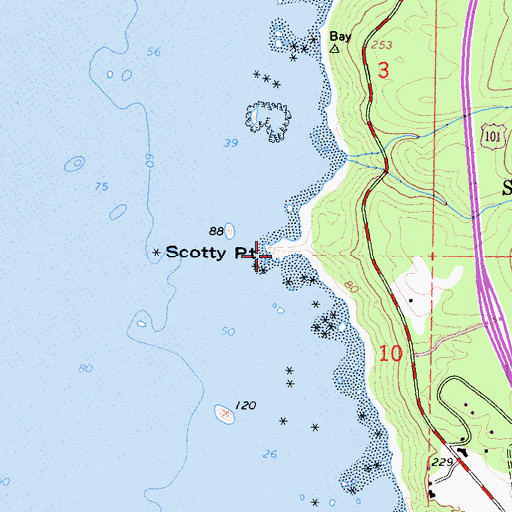 Topographic Map of Scotty Point, CA