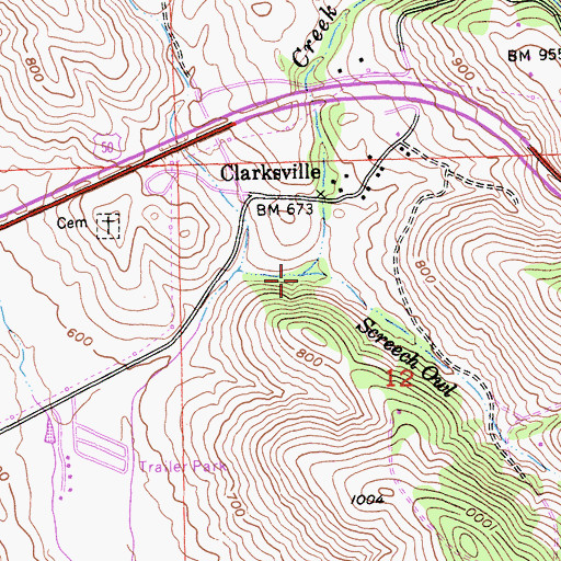Topographic Map of Screech Owl Creek, CA