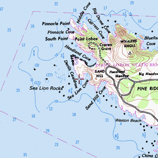 Topographic Map of Sea Lion Cove, CA
