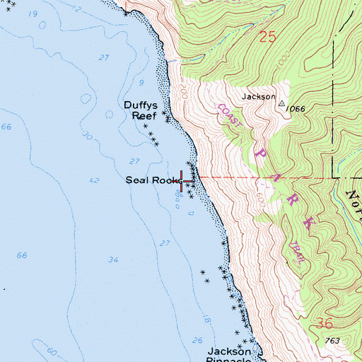 Topographic Map of Seal Rocks, CA
