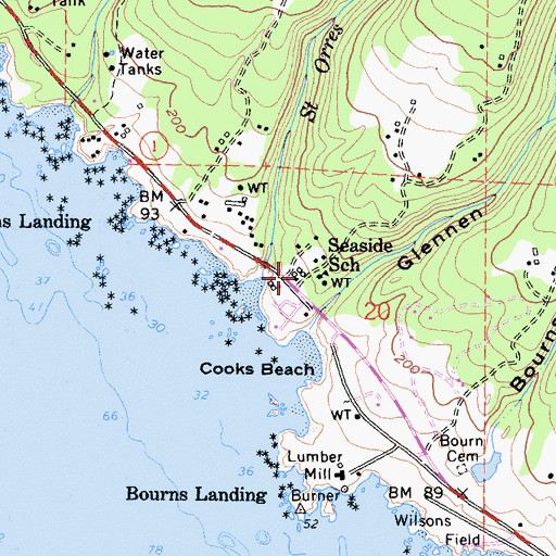 Topographic Map of Seaside School, CA