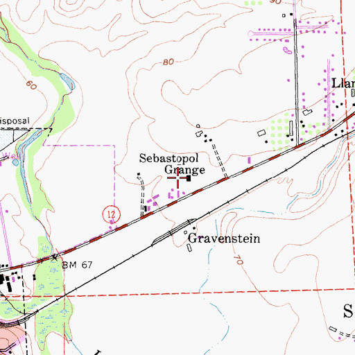 Topographic Map of Sebastopol Grange, CA