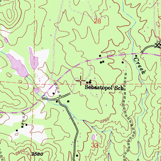 Topographic Map of Sebastopol School, CA