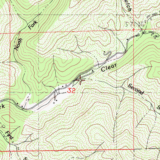 Topographic Map of Second South Fork East Fork Clear Creek, CA