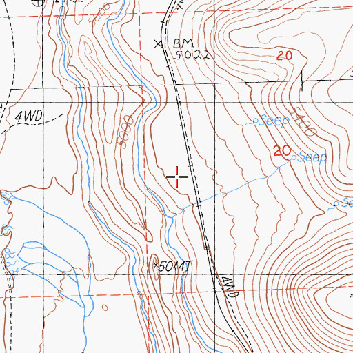 Topographic Map of Secret, CA