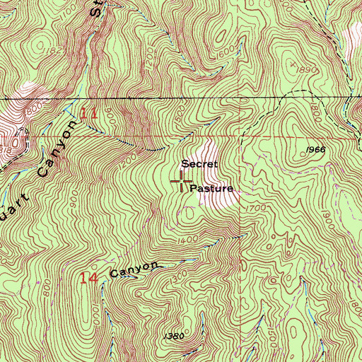 Topographic Map of Secret Pasture, CA
