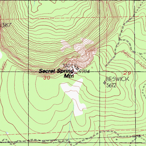 Topographic Map of Secret Spring Mountain, CA