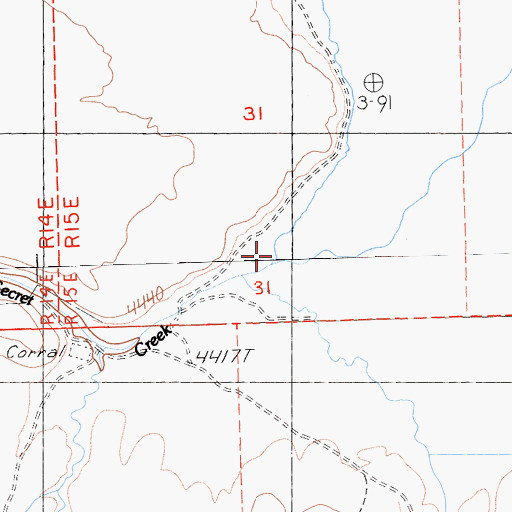 Topographic Map of Secret Valley, CA