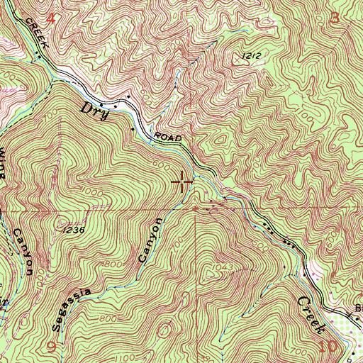 Topographic Map of Segassia Canyon, CA