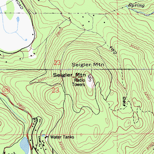 Topographic Map of Seigler Mountain, CA