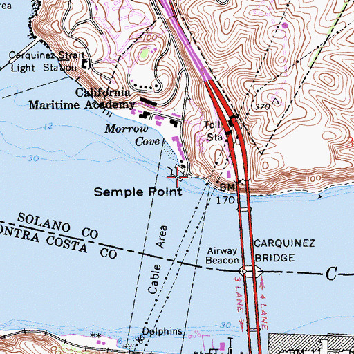 Topographic Map of Semple Point, CA