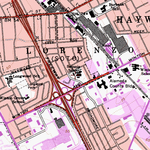 Topographic Map of Sequoia School, CA