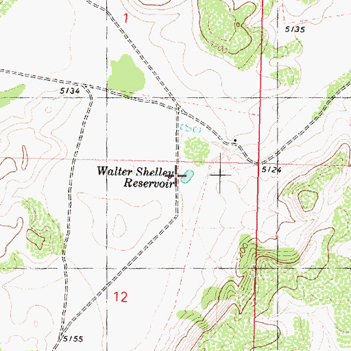 Topographic Map of Walter Shelley Reservoir, AZ