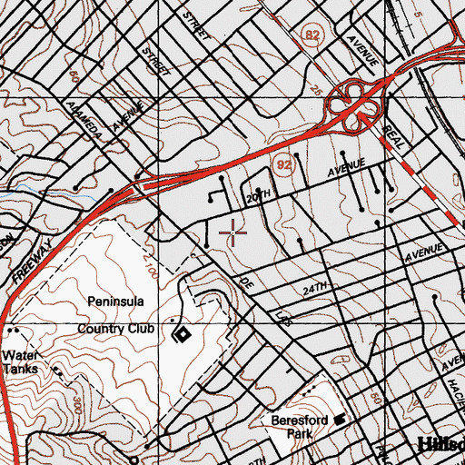 Topographic Map of Junipero Serra High School, CA