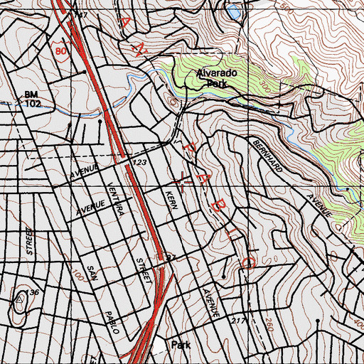 Topographic Map of West Contra Costa Adult Education School, CA