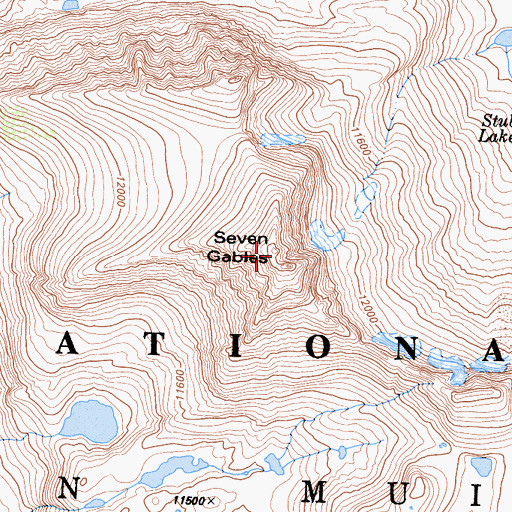 Topographic Map of Seven Gables, CA