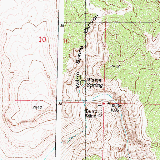 Topographic Map of Warm Spring, AZ