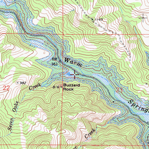 Topographic Map of Seven Oaks Creek, CA
