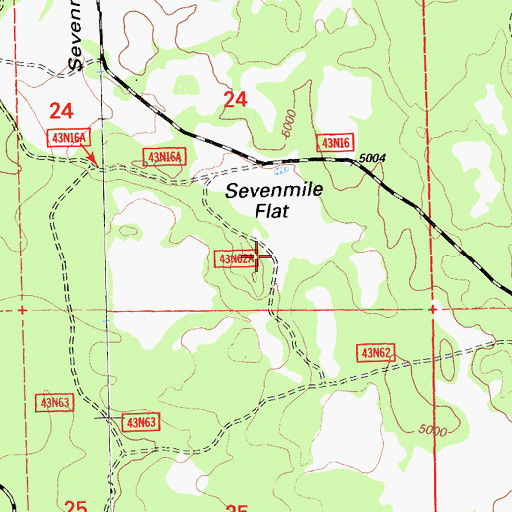 Topographic Map of Sevenmile Flat, CA