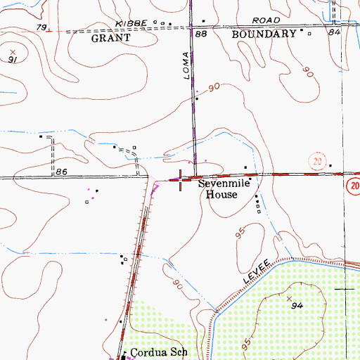 Topographic Map of Sevenmile House, CA