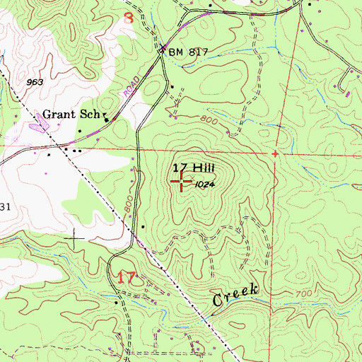 Topographic Map of Seventeen Hill, CA