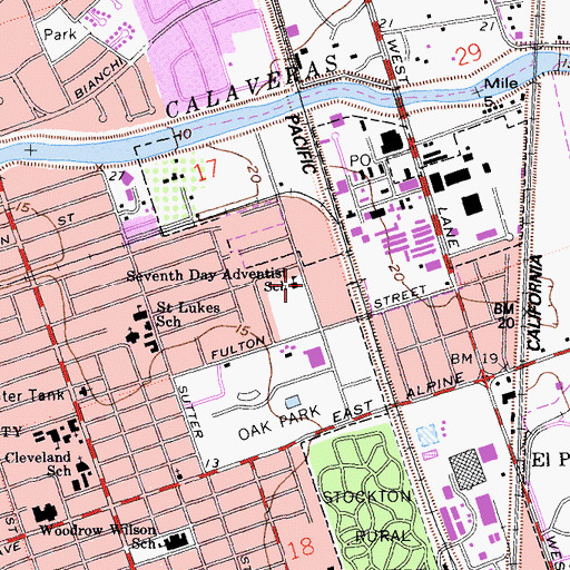 Topographic Map of Seventh Day Adventist School, CA