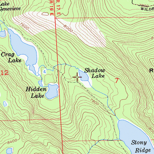 Topographic Map of Shadow Lake, CA