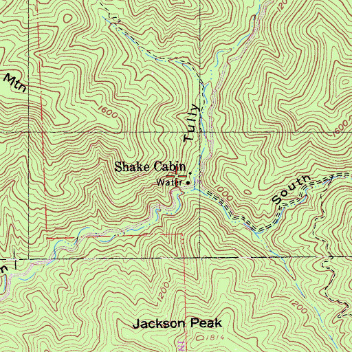Topographic Map of Shake Cabin, CA