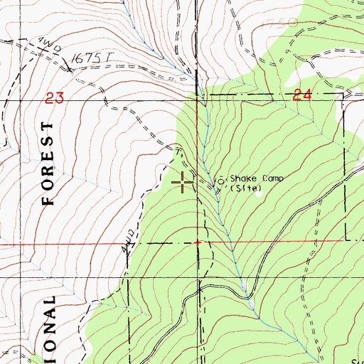 Topographic Map of Shake Camp, CA