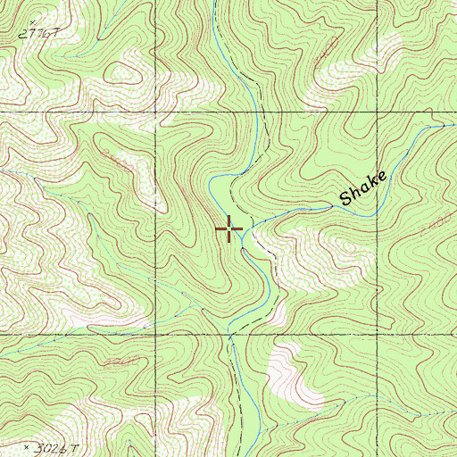 Topographic Map of Shake Creek, CA