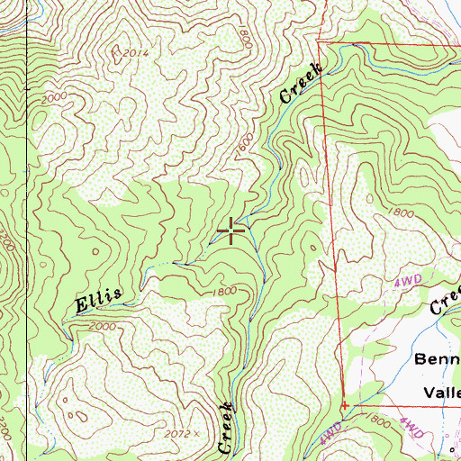 Topographic Map of Shake Creek, CA