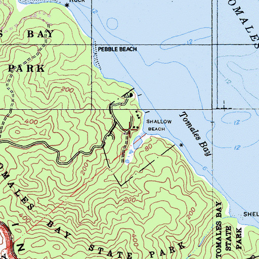 Topographic Map of Shalow Beach, CA