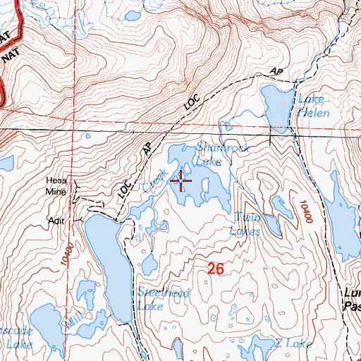 Topographic Map of Shamrock Lake, CA