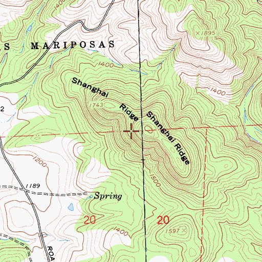 Topographic Map of Shanghai Ridge, CA