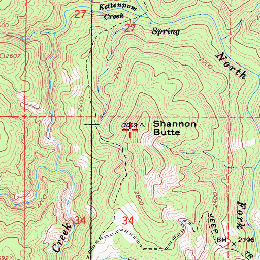 Topographic Map of Shannon Butte, CA