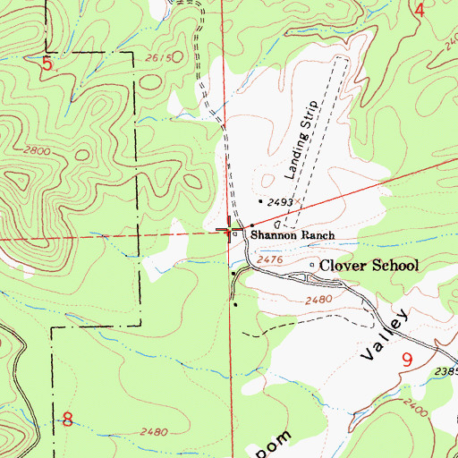 Topographic Map of Shannon Ranch, CA