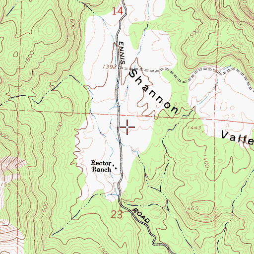 Topographic Map of Shannon Valley, CA