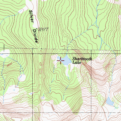 Topographic Map of Sharktooth Lake, CA