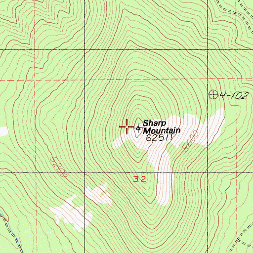 Topographic Map of Sharp Mountain, CA