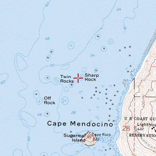 Topographic Map of Sharp Rock, CA