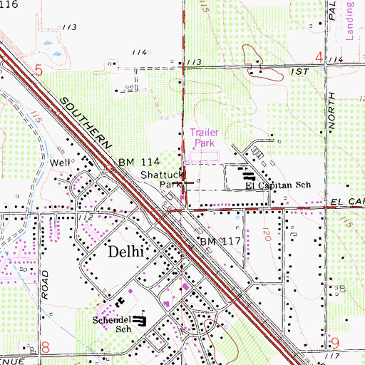 Topographic Map of Shattuck Park, CA