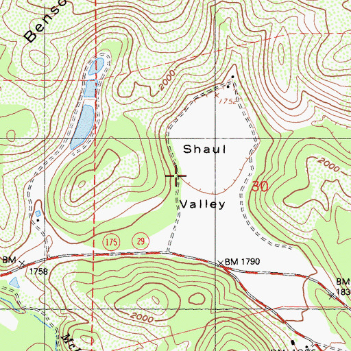 Topographic Map of Shaul Valley, CA