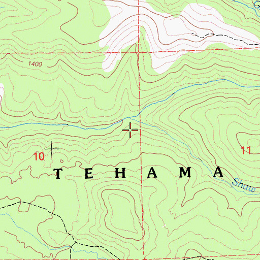 Topographic Map of Shaw Creek, CA