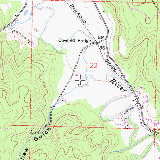 Topographic Map of Shaw Gulch, CA