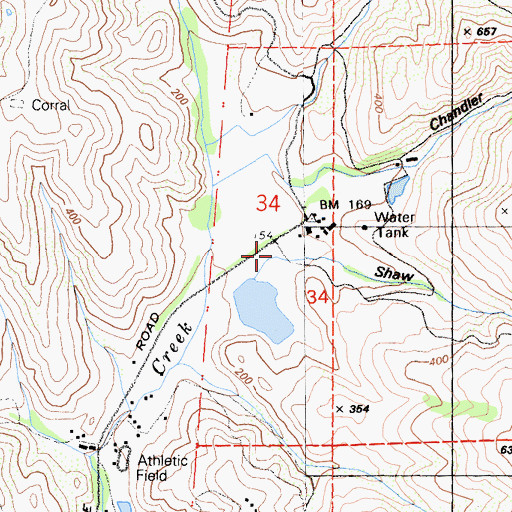 Topographic Map of Shaw Gulch, CA