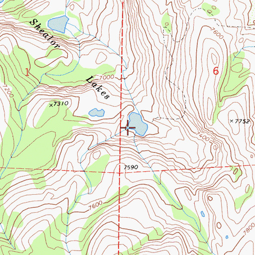 Topographic Map of Shealor Lakes, CA