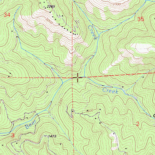 Topographic Map of Shear Creek, CA